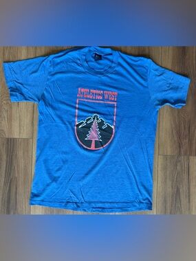 Vintage Nike Athletics West T-Shirt XL Blue Faded Blue Tag USA Single Stitch